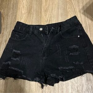 Black denim shorts